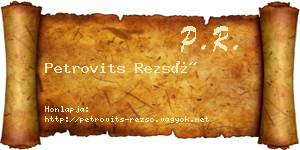 Petrovits Rezső névjegykártya